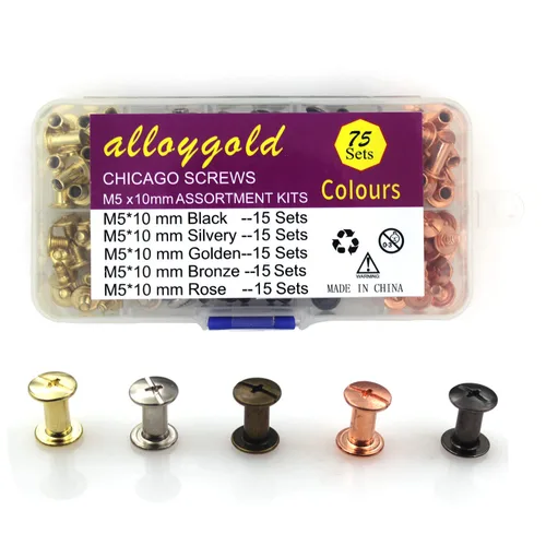 Miniatura 8 de 50 Juegos M5*6 Negro Pistola Kit de Tornillos Chicago Remaches de Cuero Tornillos Remaches Chicago Botones de Tornillos DIY Acabado de Cuero
