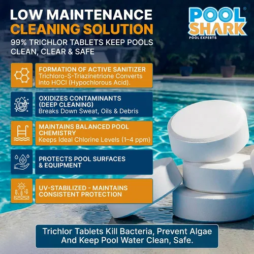 Miniatura 4 de Tabletas de cloro para piscina Pool Shark - Tabletas de cloro de 3 pulgadas - Tabletas de cloro activo al 90% de disolución lenta - Productos