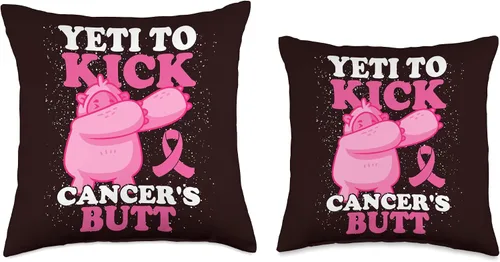 Miniatura 3 de Yeti to Kick Cancer's Butt Fight Cancer Quote Divertida almohada de apoyo familiar para el tratamiento de concienciación sobre el cáncer de mama, 16