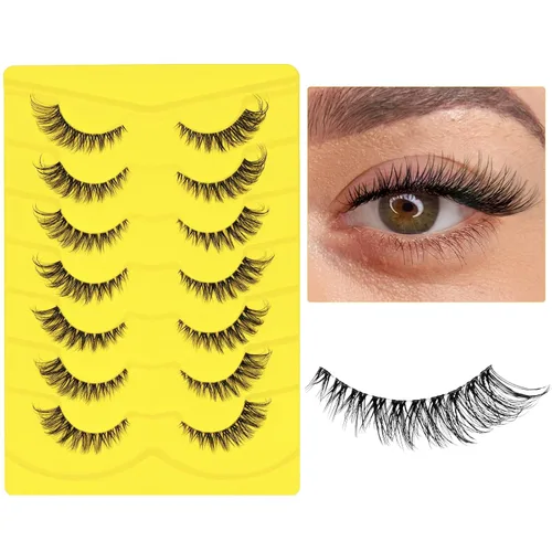 Miniatura 5 de Pestañas naturales de ojo de zorro pestañas postizas de banda transparente, pestañas postizas de ojo de gato, extensiones de pestañas Foxy, 7 pares