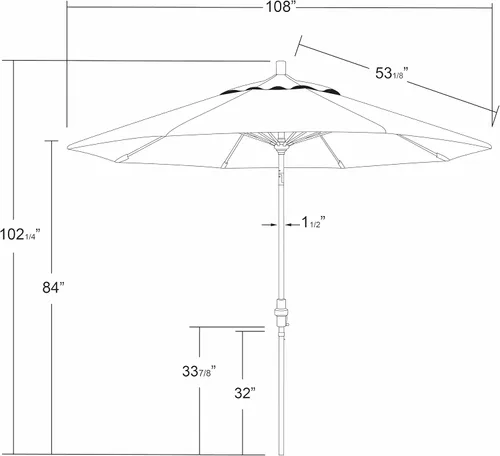 Miniatura 6 de California Umbrella paraguas de tela Olefin de 9 pies de fibra de vidrio de elevación basculante mercado de aluminio, paraguas con poste de bronce
