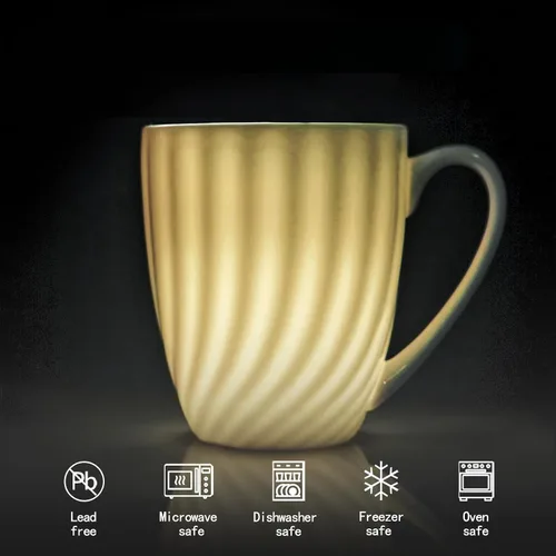Miniatura 3 de Juego de 2 tazas de café blancas de porcelana fina (12 onzas), tazas de té de cerámica con patrón en espiral, tazas de café finas de China, tazas