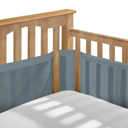 BreathableBaby - Forro de malla transpirable para cunas de tamaño completo, malla Deluxe de 4mm, Bruma azul (Tamaño 4FS cubre 3 o 4 lados)