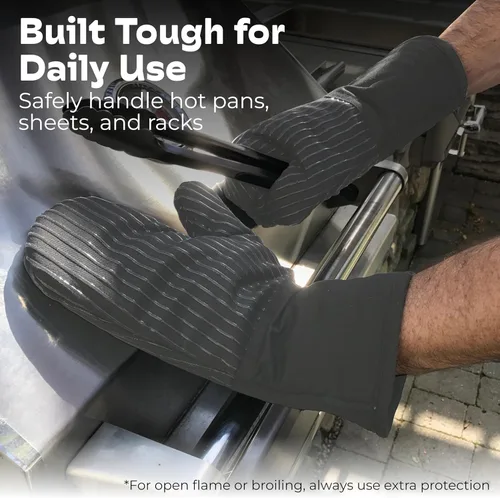 Miniatura 7 de Guantes de horno resistentes al calor - Juego de 2 guantes de cocina de silicona, gris