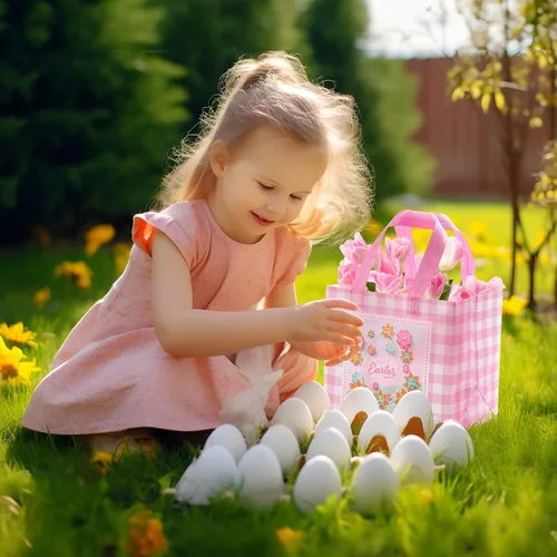 Miniatura 6 de YANGTE Paquete de 36 bolsas de regalo de Pascua, cestas de Pascua, bolsas de regalo no tejidas para niños con asa, suministros de fiesta