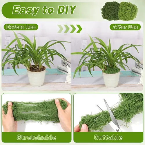 Miniatura 4 de Jollidecor Musgo artificial para plantas en maceta, 7.06 onzas de musgo verde falso para manualidades, relleno de maceta de musgo decorativo