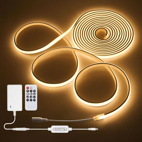Miniatura 10 de Tira de luces LED blancas de luz diurna de 16.4 pies, 24 V, impermeable, kit de tira LED COB con control remoto, luz de cinta LED flexible regulable