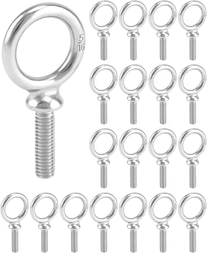 Miniatura 13 de QWORK Perno de ojo, paquete de 10 pernos roscados de acero inoxidable de grado marino UNC de 3/8" x 1-1/4