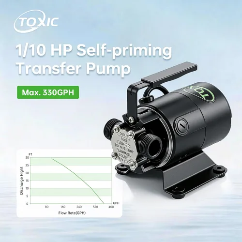 Miniatura 6 de 12V Water Transfer Pump 330GPH Self-Priming Utility Pump with Battery Clamps Hose Kit Portable Electric Non-Submersible Pump for RV Marine Garden