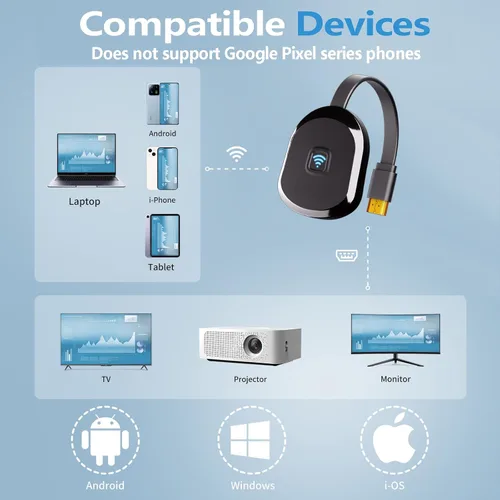 Miniatura 3 de HRpart Adaptador de pantalla inalámbrico 4K, adaptador de TV para la aplicación YouTube, para i-Phone, i-Pad, Android, tableta, laptop, Windows a