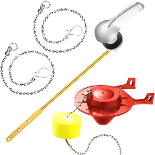 Miniatura 7 de Honoson Juego de 4 piezas de repuesto universales de 2 pulgadas para inodoro, mango de palanca de tanque de descarga para inodoro delantero con Negro