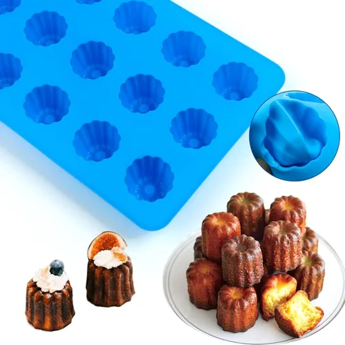Miniatura 4 de Sidosir Molde de silicona para canele pequeño, 15 cavidades, mini molde antiadherente de silicona para hornear panecillos, moldes antiadherentes