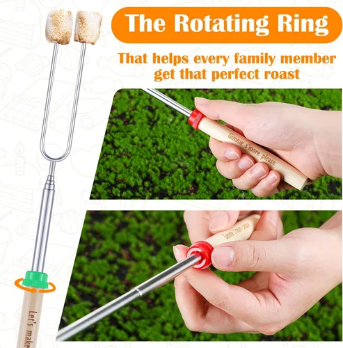 Miniatura 4 de 12 palitos Smores para hoguera para hoguera, malvaviscos, accesorios para fogata de 32 pulgadas, de acero inoxidable, brochetas para perros