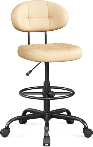 Miniatura 9 de Misolant Silla de Dibujo, Silla de Oficina Alta sin Brazos con Anillo Reposapiés para Escritorio de Pie, Pequeña Silla Ejecutiva de Computadora