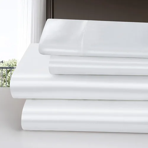 Miniatura 2 de Homiest Juego de sábanas de satén de lujo de 4 piezas con bolsillo profundo, 1 sábana bajera + 1 sábana encimera + 2 fundas de almohada
