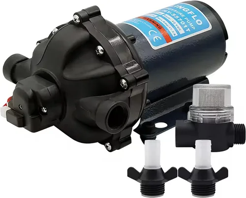 Miniatura 10 de Bomba de agua RV de 12 V CC, 3.0 GPM, bomba de diafragma de 45 PSI autocebante bajo demanda interruptor de presión integrado para barco, marina