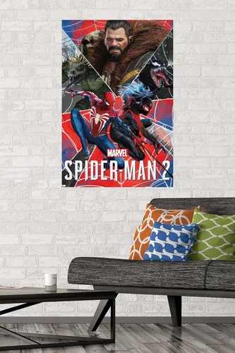 Miniatura 2 de Marvel's Spider-Man 2 - Póster de pared grupal, 34 pulgadas de largo x 22.4 pulgadas de ancho, versión sin marco