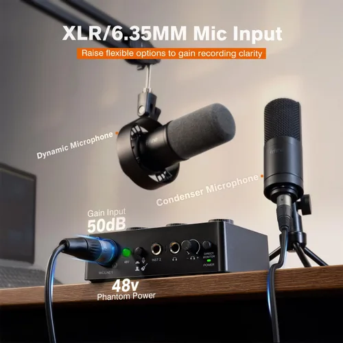 Miniatura 3 de FIFINE Mezclador de Audio para PC para Grabación de Música, Interfaz USB para Streaming y Podcasting con XLR, Monitor, Alimentación Fantasma 48V