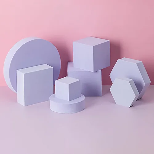 Juego de 8 piezas de accesorios geométricos para fotos, de espuma dura, para manualidades, lápiz labial, joyas, cosméticos, herramientas de Púrpura