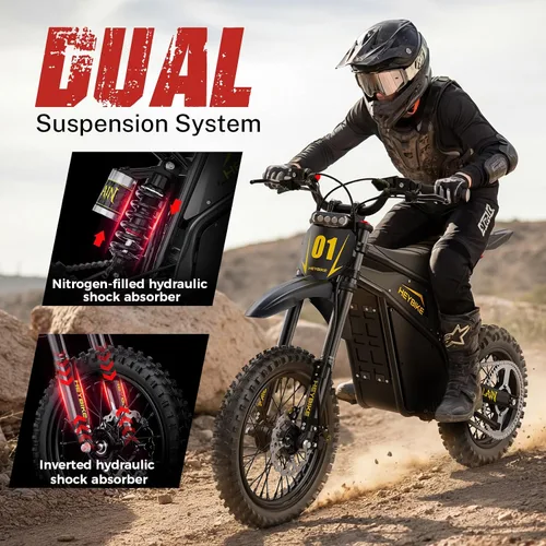 Miniatura 4 de Heybike Villain - Motocicleta eléctrica de motocross de 4160 W E con batería de 52 V 26 AH, motocicleta eléctrica de neumático grueso de 14