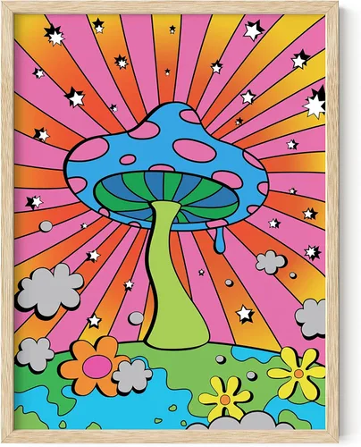 Miniatura 50 de HAUS AND HUES Póster de hongos trippy – Indie for Room Aesthetic Trippy Hippie Y2K, arte de hongos, imágenes indie, decoración de pared