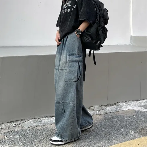 Miniatura 3 de Y2K - Pantalones de mezclilla holgados Emo Cyber Cargo Grunge Vintage Demin Ropa estética Hiphop Jogger Pantalones deportivos góticos Streetwear
