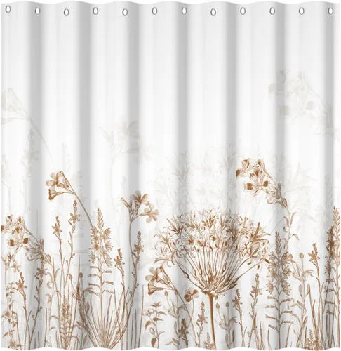 Miniatura 12 de Yeele Cortina de ducha floral de 36x72 pulgadas, juego de baño retro bonito con flores silvestres de acuarela, cortina de baño natural botánica