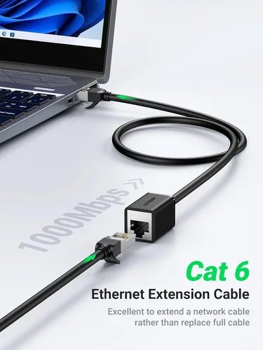 Miniatura 2 de UGREEN Cable de extensión Ethernet Cat6, extensor de cable LAN Cat 6 RJ45, cable de conexión de red tipo patch macho a hembra, conector para módem