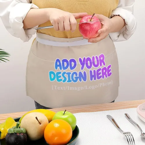 Miniatura 55 de AXKEUDO Delantal personalizado con bolsillos, delantales de cintura para camarera para cocinar en casa, restaurante, servir trabajo