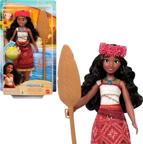 Mattel Disney Moana 2 Singing Adventure Moana Doll con atuendo y accesorios distintivos, canta "We're Back" en inglés