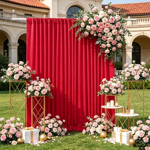Miniatura 50 de Cortinas de Telón de Fondo Blanco de 2 Paneles 5 x 1,5 m de Poliéster, Telón de Fondo para Fotografía, Cortinas para Decoración de Fondo de Boda