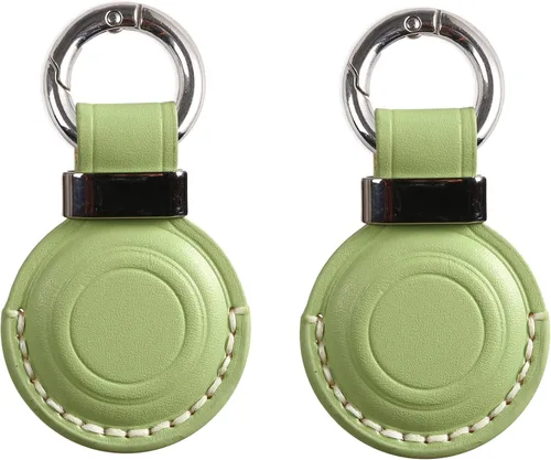 Miniatura 18 de Llavero de Cuero Genuino Compatible con Airtag, Soporte Seguro para Llavero de Air Tag Funda de Cubierta Anillo de Llavero Accesorios - Rosa V2.0