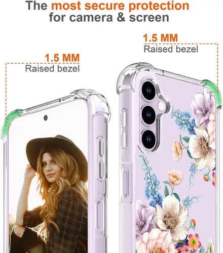 Miniatura 3 de Hungo Funda compatible con Samsung Galaxy S23 con diseño floral y bonito diseño transparente, femenino para mujeres y niñas, con hermoso clavel