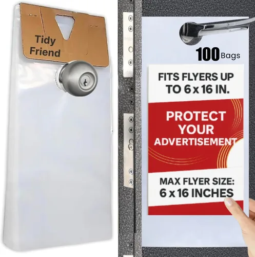 Skywin - Bolsas de plástico para colgar puertas de 6 x 19 pulgadas (paquete de 100), bolsas transparentes para colgar puertas que protegen volantes,
