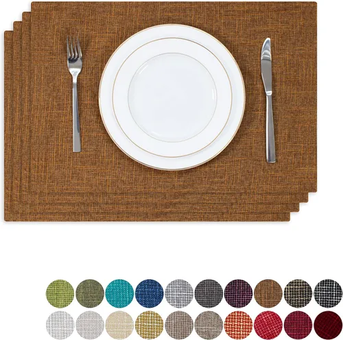 Miniatura 42 de Kevin Textile - Juego de 4 manteles individuales resistentes al calor, lavables, para fiestas, bufé, cenas, 13 x 19 pulgadas, color negro
