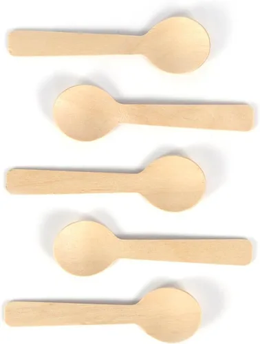 Miniatura 2 de Cucharas desechables de madera, 100 unidades, ecológicas, compostables, biodegradables, para helado, para cocinar, servir utensilios de cocina