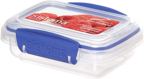 Miniatura 13 de Sistema KLIP IT Rectangular Collection Recipiente de almacenamiento de alimentos, 33.8 onzas/1.0 L, transparente/azul, 3