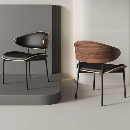 Miniatura 5 de sillas de comedor modernas de piel sintética, con respaldo alto, tapizada, para habitación, cocina, patas de metal y cocina moderna curvada (naranja)