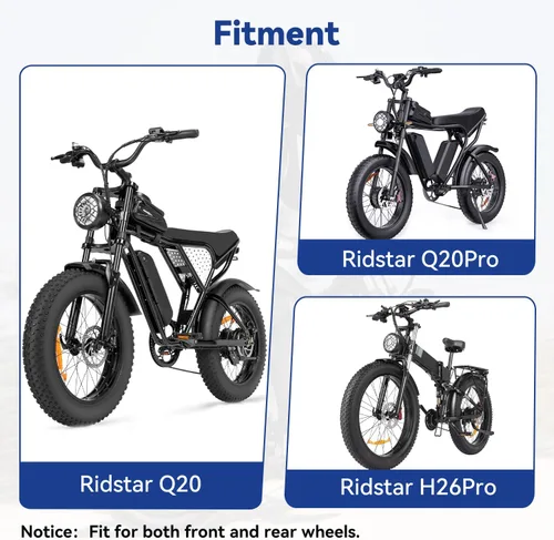 Miniatura 2 de Rotor de Disco de Freno de 180mm Compatible con Bicicleta Eléctrica Ridstar Q20 Pro H26, Pastillas y Rotores de Freno Delanteros y Traseros