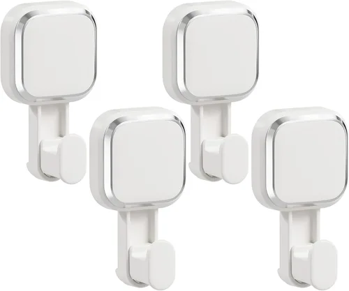 Miniatura 9 de LEVERLOC Soporte para maquinilla de afeitar para ducha, paquete de 2, potentes ganchos de ducha con ventosa para toalla, esponja vegetal, maquinilla