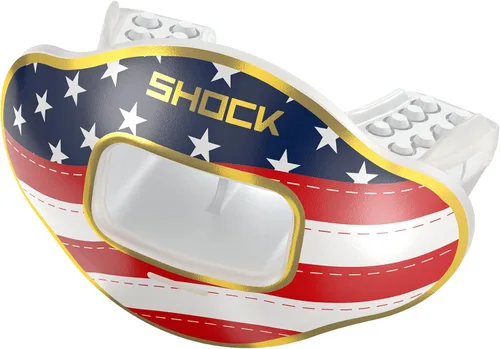 Miniatura 5 de Shock Doctor Protector de labios, protector bucal para adultos y jóvenes con correa, boquilla de fútbol transpirable de apertura ancha para jóvenes