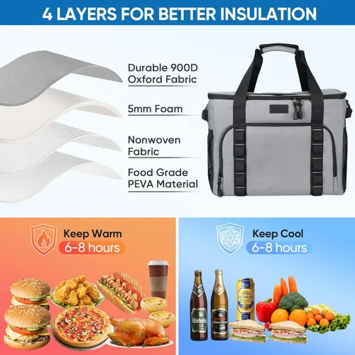 Miniatura 4 de BALEINE Bolsa térmica suave extragrande, enfriador portátil a prueba de fugas, volumen de 40/60 latas para playa, camping, kayak, viajes y viajes