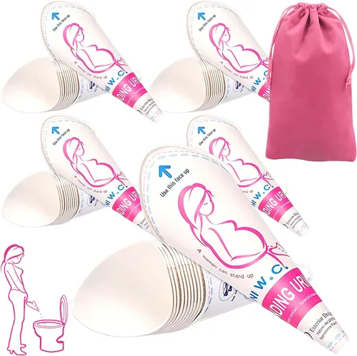 Miniatura 9 de JIURUN 30 unidades/50 unidades dispositivo desechable de orinación femenina, embudo portátil para orinar de pie desechable para mujeres, embudo