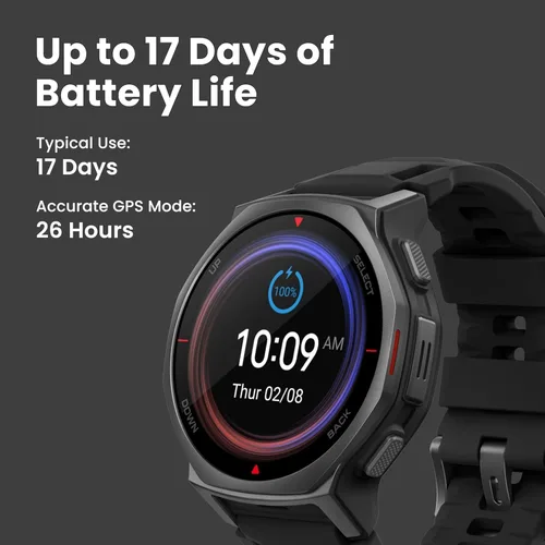 Miniatura 2 de Amazfit T-Rex 3 Pro - Reloj inteligente para exteriores de 44 mm, pantalla AMOLED de zafiro con linterna, bisel de titanio, GPS de doble banda