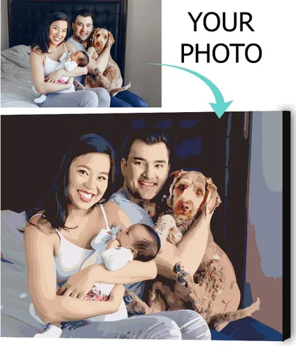 Miniatura 6 de VATO Pintura por número para personalizar foto para adultos, tu propia imagen privada personalizada, sin marco (40,6 cm x 40,6 cm)
