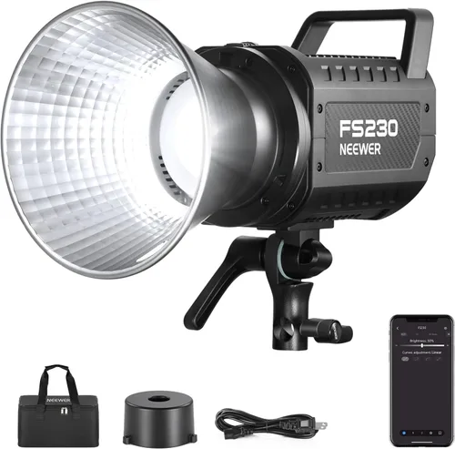 Miniatura 11 de NEEWER FS150 Luz de Vídeo LED 2.4G/Control APP, Luz Continua Silenciosa de 130W 5600K COB Luz Diurna para Fotografía con 4 Tipos de Atenuación