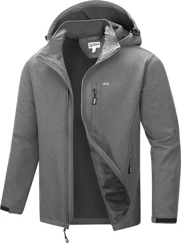 Miniatura 9 de 33,000ft Chaqueta Softshell para hombre con capucha, forro polar, ligera, impermeable, para senderismo