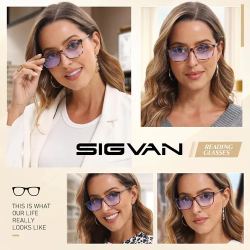Miniatura 7 de SIGVAN Lentes de lectura para mujer, con bloqueo de luz azul, bisagra de resorte, diseño de moda, lentes con estampado para mujer Multicolor