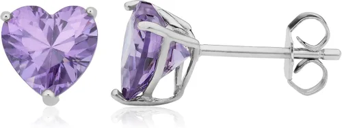 Miniatura 22 de Kooljewelry Pendientes de plata de ley y circonita cúbica con piedra natal