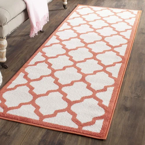Miniatura 12 de SAFAVIEH Amherst Collection AMT420E - Alfombra para pasillo, 2 pies 3 pulgadas x 7 pies, beige y gris claro, diseño de enrejado marroquí,
